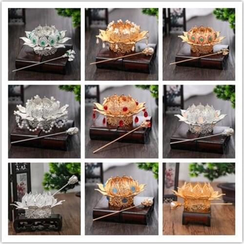 Gold/Silver Color Hair Bun Cage Simple Vintage Lotus Flower Pearls Hair Stick Set Hair Cuff Cage Holder Jewelry Accessories 2020