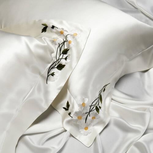100% pure silk pillowcase natural silk embroidery pillowcase mulberry silk pillowcase free shipping