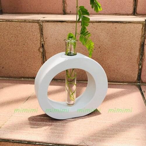 Irregular Round Flower Stand Concrete Silicone Mold Hydroponic Plant Acrylic Tube Container Diy Home Cement Decoration Clay Mold