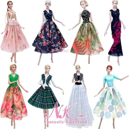 NK Mix Style Newest Doll Dress Handmade Clothes Top Fashion Dress Model Skirt For Barbie Doll Accessories Girls' Gift Toys JJ