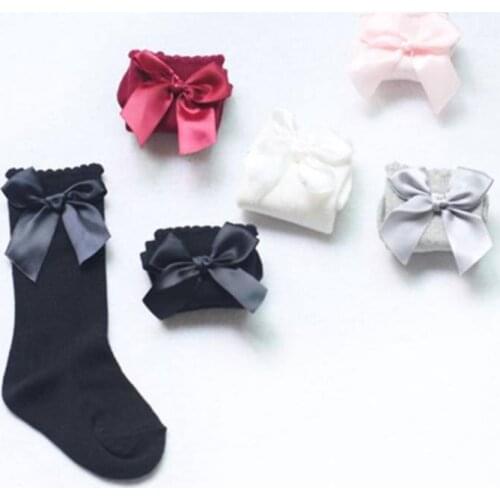 Newborn Baby Girls Socks Soft Lovely Bow-Knot Socks Cotton Casual Kids Anti Slip Ankle Bubble Mouth Socks Hot
