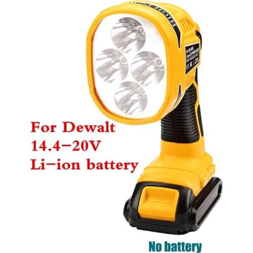 Newest 12W LED Lamp Flashlight Outdoor Emergency Lighting For Dewalt DCB140 DCB181 DCB182 DCB200 DCB205 14.4-20V li-ion battery