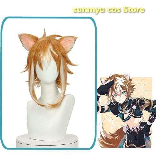 New Character Genshin Impact Gorou Goroo Wig With Ears Cosplay Hair