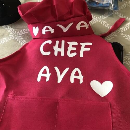 Personalized Chef Hat and Apron Kitchen Set Custom Name Home Kitchen Cooking Uniform Birthday Gifts Aprons Kitchen Accessories