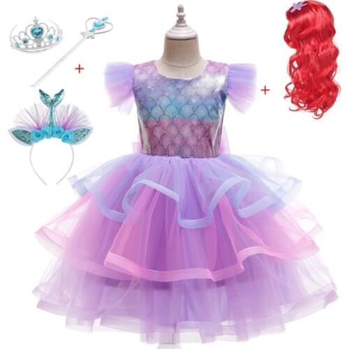 Mermaid Princess Girls Dress Christmas Party Baby Dress Birthda Ball Gown Cosplay Mermaid Series Cute Girls Childrens Clothing
