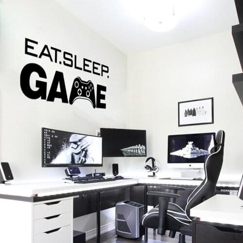 Modern Eat Sleep Game Wall Sticker Playroom Video game Room Game Controller Wall Decal Bedroom Boy Room Vinyl Decor