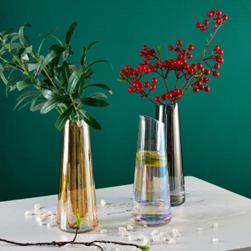 Rose Flower Glass Vase Kettle Living Room Dried Flowers Nordic Glass Home Decoration Accessories Flower Vases For Bedroom