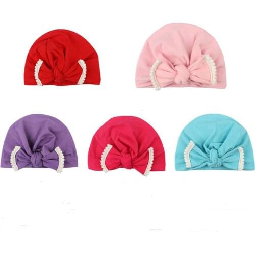 100% Cotton Girls Boys Super Soft Bows Turban Rabbit Ear Knot Cap Beanie Hat Muslim Indian Hat Bohemian Bowknot Turbans Cap