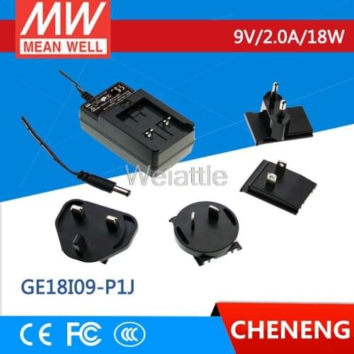 MEAN WELL original GE18I09-P1J 9V 2A meanwell GE18I 9V 18W AC-DC Interchangeable Industrial Adaptor