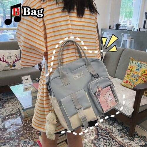 Japanese Nylon Women lovely Satchel cartoon girl studentColor matching transparent DIY handbag Satchel Korean Backpack ita bag