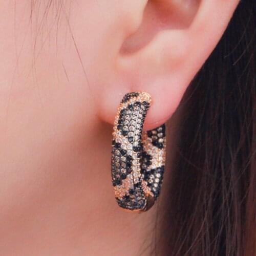 Zlxgirl jewelry luxury brand women and men leopard zirconia earrings jewelry hight quality full mirco paved copper wedding ears