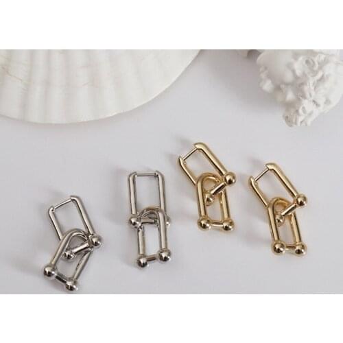 925 Sterling Silver U-Shape Earrings for Women Creative Hoop Earrings Fine Jewelry Prevent Allergy