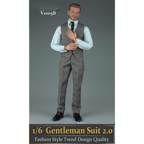 1/6 Male Figure Accessory V1005B Grey Gentleman Suit Set 2.0 & Shoes Model for 12'' Action Figures Model Body Accessories