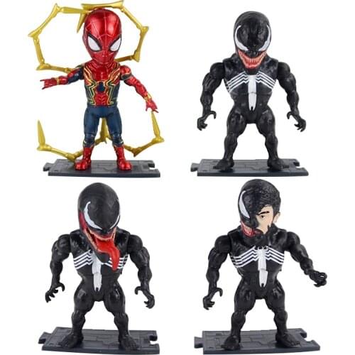 11cm 4pcs/Lot The Avengers Spiderman Figures Venom Iron Spider Man PVC Action Figure Model Toys Doll