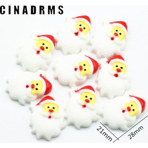 2017 NEW Christmas Selling|21mmX28mm Resin Father Christmas Face Cabochons|FaltBack Santa Claus Christmas Embellishments Deco