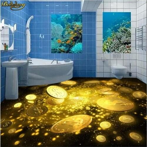 Beibehang 3d pvc flooring custom photo bedroom waterproof floor Beautiful gold star painting 3d wall murals wallpaper for walls