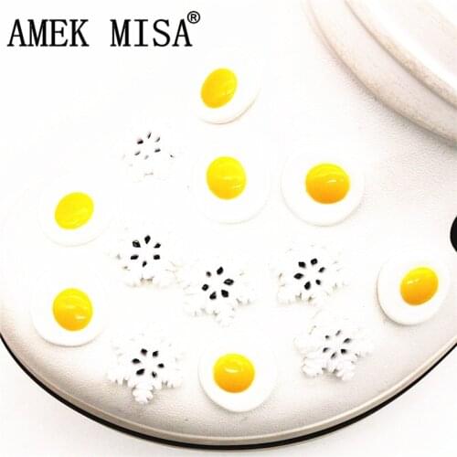 6 pcs/lot Simulation Snowflakes and poached eggs Novel Shoe Charms Decoration Accessories fit croc jibz Kids Party X-mas Gifts
