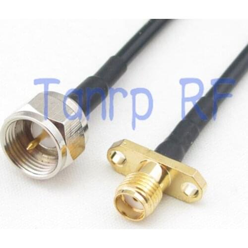 6in F male plug to SMA female with 2 hole panel RF connector adapter 15CM Pigtail coaxial jumper cable RG174 extension cord