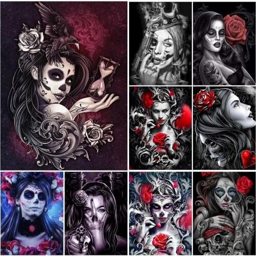 DIY 5D Diamond Painting Skull Girl Cross stitch Needlework Mosaic Picture of Rhinestones Diamond Embroidery Halloween Gift