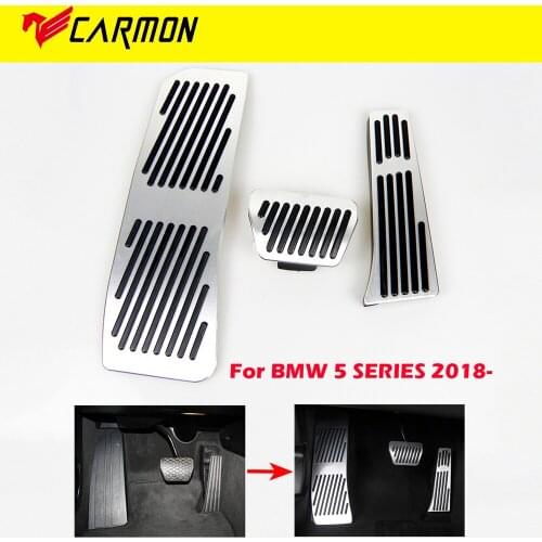No Drill Gas Brake Footrest Pedal Plate Pad for BMW New 5 Series (2018--) Aluminum Alloy Gas Brake Pedal With M Logo