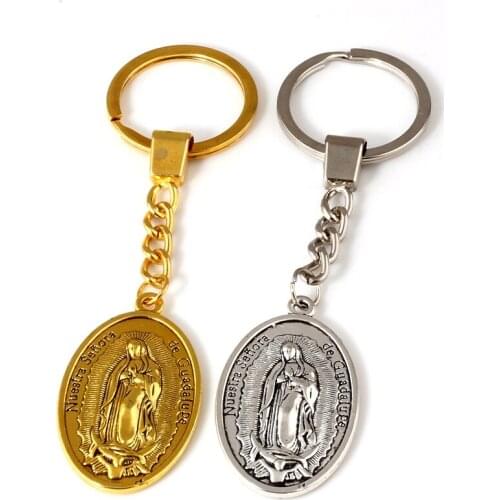 15pcs/lots Keychain Our Lady of Guadalupe DIVINO NINO Yo Reinare Charms Pendants Key Ring Travel Protection DIY Jewelry A-552f