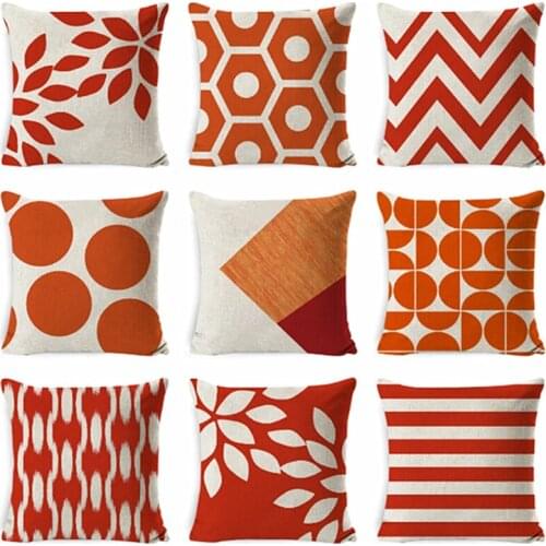 Nordic Style Simple Geometric Cushion Covers Red Stripe Printed Pillow Case For Home Sofa Chair Decorative Pillowcases 45*45cm