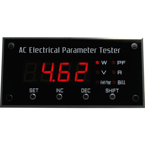 ZHURUI EPM1100 digital panel watt meter swith over display 6 parameters V/A/P/PF/KWH/Cost led demo case meter