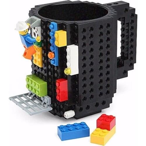 400 ML Creative DIY Block Puzzle Build-On Brick Building Blocks Coffee Cup toys children red blue black yellow gray cups