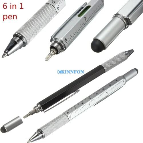 DHL 100PCS Creative Multifunction Ball-point Pen Level + Caliper + Screwdriver Multi-function Capacitance Ballpoint Pen