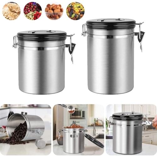 1.5L/1.8L Coffee Canister With Scoop Airtight Coffee Container Stainless Steel Storage Canister Set For Kitchen Coffee Beans Tea