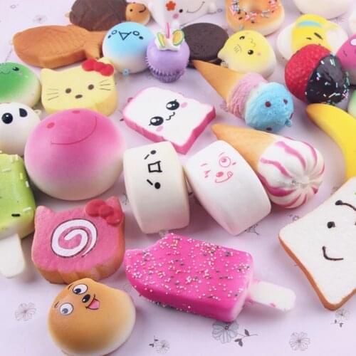 10 Pcs/set Colorful Bread Squishy Straps Soft Phone Drop Ornament Cell Phone Decoration Toys
