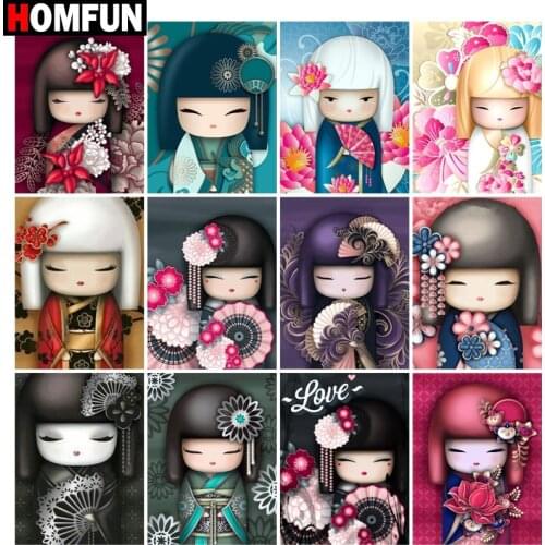 HOMFUN Full Square/Round Drill 5D DIY Diamond Painting "Cartoon kimono girl" 3D Embroidery Cross Stitch 5D Home Decor Gift