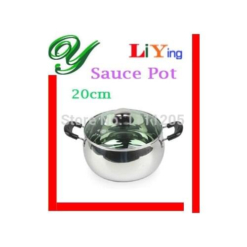 Soup pot stainless steel 20cm pasta stock saucepot pan with glass lid for induction cooker cooking tools kitchen cookware set