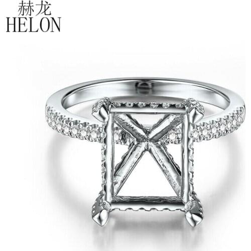HELON Cushion Cut 11x9mm Solid 14K White Gold H/SI 0.5ct Natural Diamonds Engagement Weddng Semi Mount Ring Women Trendy Jewelry
