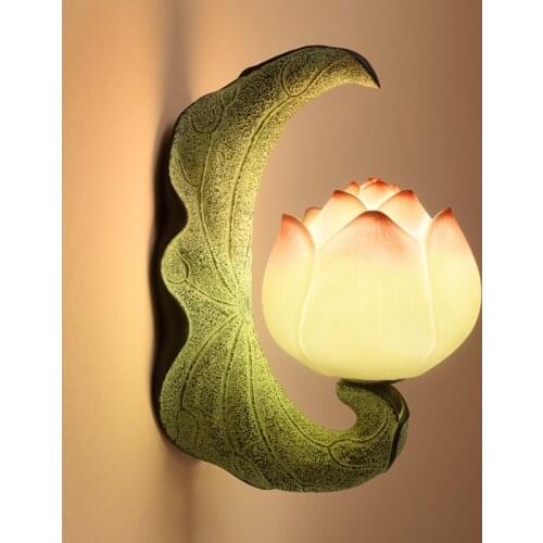 Creative Chinese Wall Lamp Study Background Wall Light Corridor Aisle Balcony Decoration Lighting Bedside Stair Lotus Wall Lamp