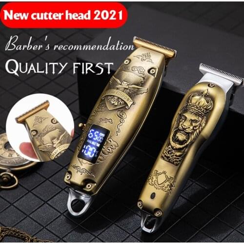 Professional barber Hair trimmer & cutting machine LCD Display hair Clipper T-blade 0mm Beard trimmer and electric shaver forMen
