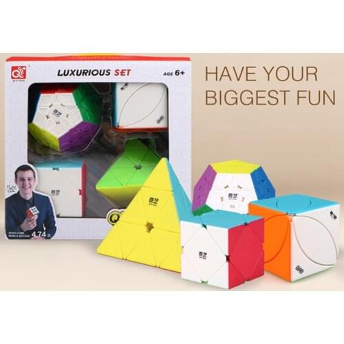 ZY-Wisdom QIYI Speed Rubixs Cube Set magic Cube Cheats Luxurious Cube Set Without Sticker Speed Cube Set Gift Box