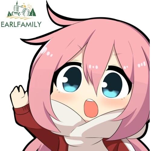EARLFAMILY 13cm x 12.2cm for YuruCamp DIY Motorcycle Car Stickers Custom Printing Waterproof 3D Anime Decals Decoration