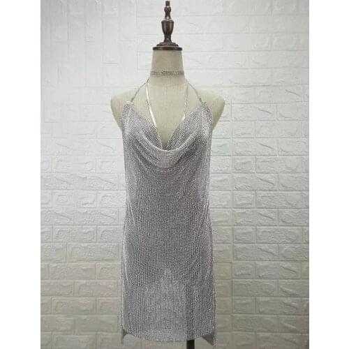 2021 New Fashion Women Sexy Sliver Party Dress