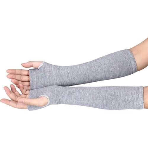 Lady Stretchy Soft Knitted Wrist Arm Warmer Long Sleeve Fingerless Gloves Striped AUG889