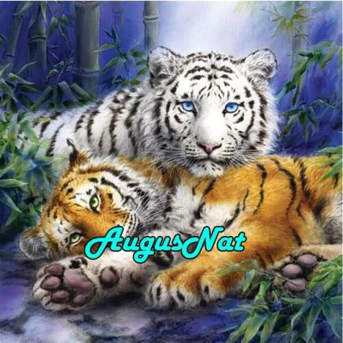 Full square diamond painting tigers daimont embroidery couple daimand mosaic picture animals diamant painting by numbers craft