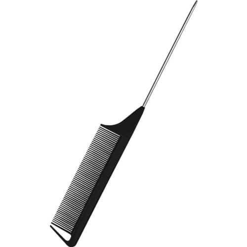 Professional Heat Resistant Salon Black Metal Pin Tail Antistatic Comb Hard Carbon Cutting Comb Hair Trimmer Brushes