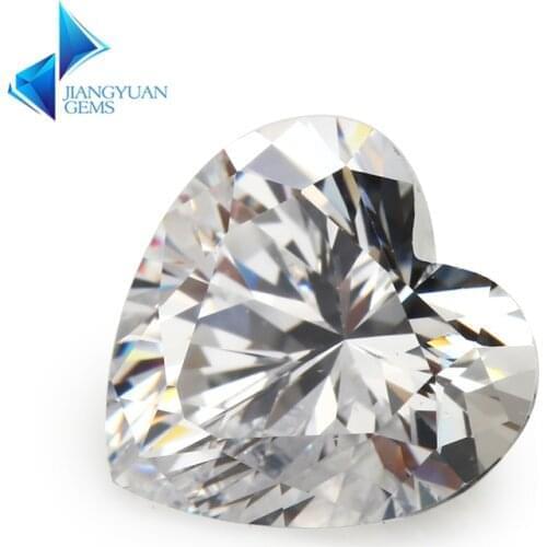 Size 3x3-12x12mm Heart Shape 5A White Cubic Zirconia Stone Synthetic Gems CZ For Jewelry