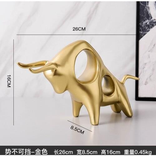 Craft Gold Figurines Miniatures Modern Luxury Cow Resin Gifts Figurines Miniatures Creative Decoratie Home Improvement DG50FM