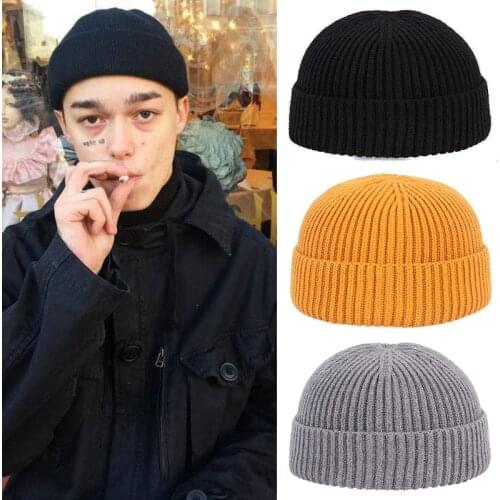 Unisex Beanies For Men 2020 Winter Hats Knitted Black Fisherman Beanie Mens Hat Women Skullcap Autumm Solid Short Cap Hip Hop
