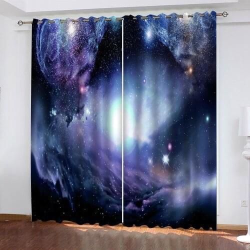 Beautiful Starry Sky Print Blackout Window Luxury 3D Curtain For Living Room Bedroom Office Insulation And Sun Protection Decor