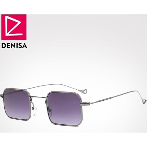 DENISA New Fashion Sunglasses Women Men Metal Frame Rectangle Lens Sun Glasses UV400 Female Male Retro Eyewear G770