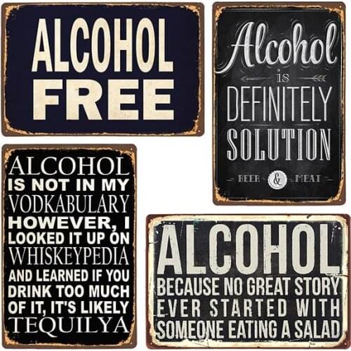 Vintage Beer Alcohol-Plaque Metal Tin Signs Funny Plates Bar Pub Club Man Cave Wall Decoration Home Decor 20x30cm