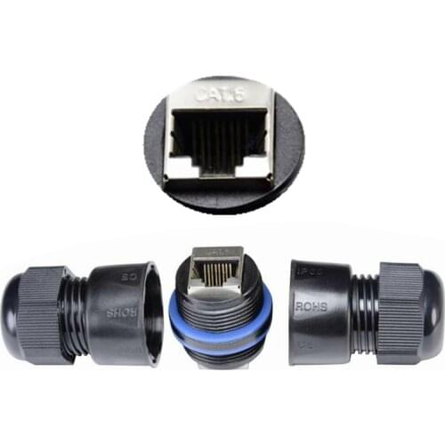 Two straight head waterproof RJ45 connector m25 Rj45M25 F/F female shielded socket CAT 6E CAT6