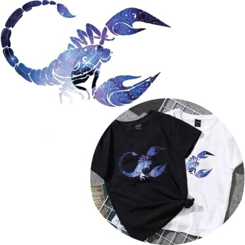 Japanese Punk Animal Scorpion Iron Stickers Patches for Clothing Heat Transfers for T-shirt Hoodie Clothes Diy Applique Decor